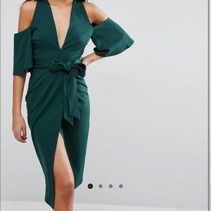 ASOS Cold Shoulder Kimono Tie Pencil Dress